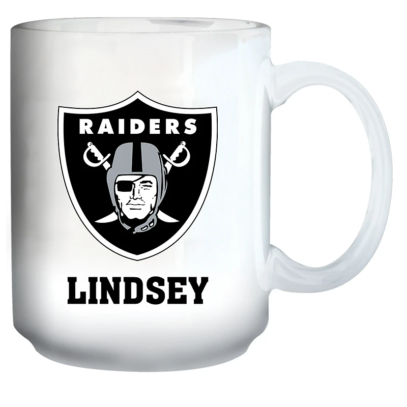White Las Vegas Raiders 15oz. Personalized Mug