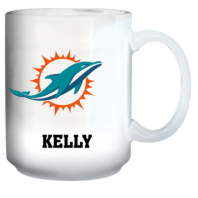 White Miami Dolphins 15oz. Personalized Mug