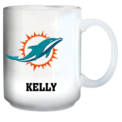 White Miami Dolphins 15oz. Personalized Mug