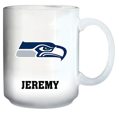 White Seattle Seahawks 15oz. Personalized Mug