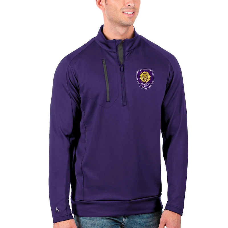 Men's Antigua Purple/Silver Orlando City SC Generation Quarter-Zip Pullover Jacket