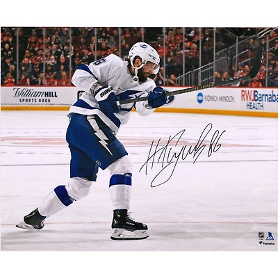 Nikita Kucherov Tampa Bay Lightning Fanatics Authentic Autographed 16" x 20" White Jersey Shooting Photograph