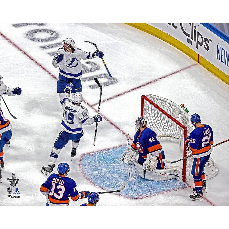 Anthony Cirelli Unsigned 2020 Stanley Cup Playoffs Game 6 vs. New York Islanders Series-Clinching Goal Celebration Photograph