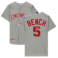 Johnny Bench Cincinnati Reds Autographed Grey Mitchell & Ness Authentic 1969 Jersey with "HOF 89" Inscription