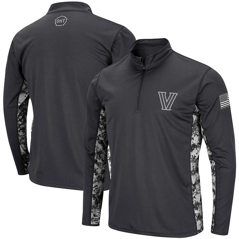 Men's Colosseum Charcoal Villanova Wildcats OHT Military Appreciation Digital Camo Lightweight Quarter-Zip Pullover