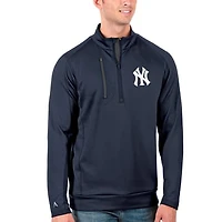 Men's Antigua Navy/Gray New York Yankees Generation Quarter-Zip Pullover Jacket