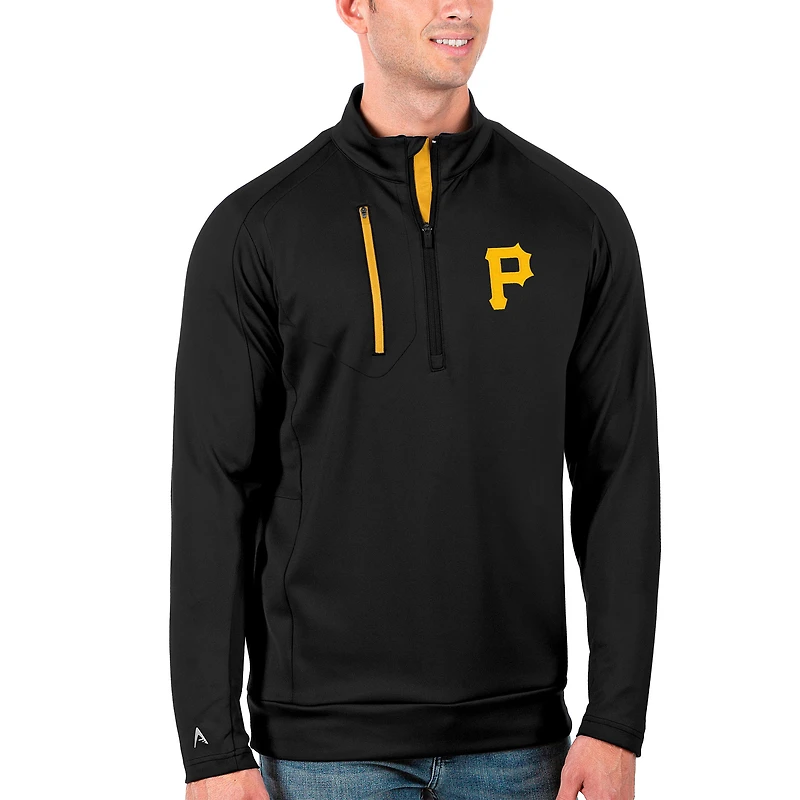 Men's Antigua Black/Gold Pittsburgh Pirates Generation Quarter-Zip Pullover Jacket