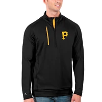 Men's Antigua Black/Gold Pittsburgh Pirates Generation Quarter-Zip Pullover Jacket