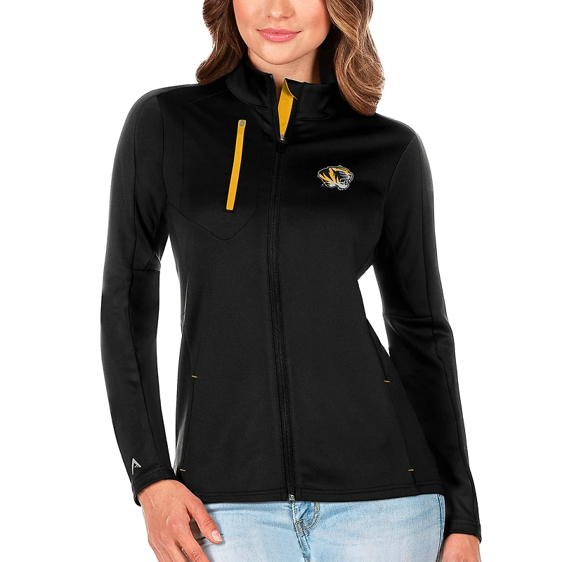 Women's Antigua Black/Gold Missouri Tigers Generation Full-Zip Jacket