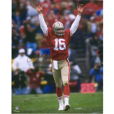 Joe Montana San Francisco 49ers Autographed 16" x 20" Hands Up Celebration Photograph with "HOF 2000" Inscription