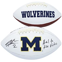 Charles Woodson Michigan Wolverines Autographed Jarden White Panel Football with "Hail to the Victors!" Inscription