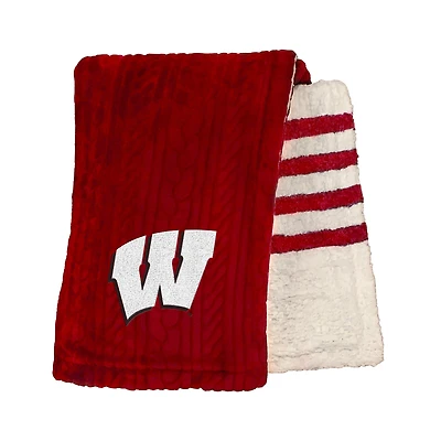 Wisconsin Badgers 60'' x 70'' Cable Knit Sherpa Blanket