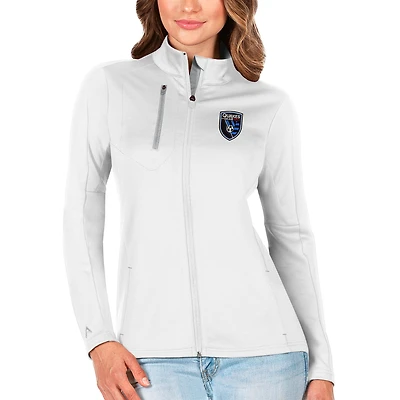 Women's Antigua White/Silver San Jose Earthquakes Generation Full-Zip Jacket