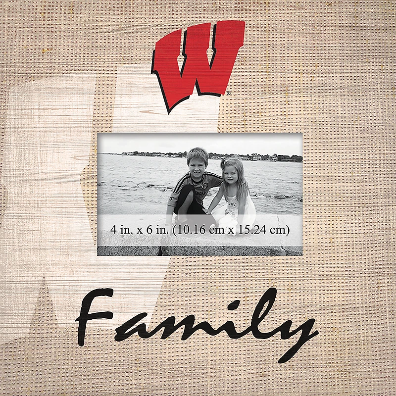Wisconsin Badgers 10'' x 10'' Burlap Pattern Frame