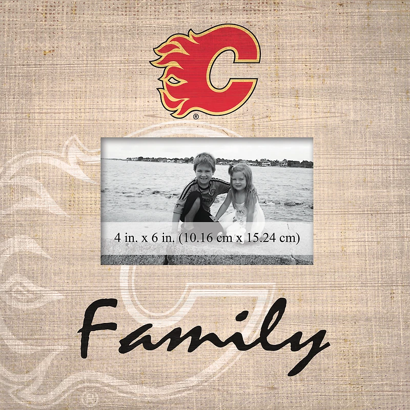 Calgary Flames 10'' x 10'' Burlap Pattern Frame