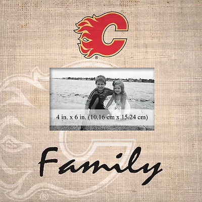 Calgary Flames 10'' x 10'' Burlap Pattern Frame