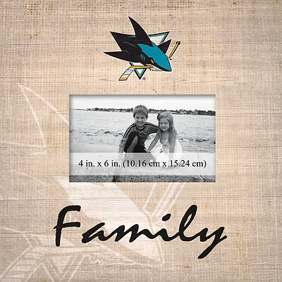 San Jose Sharks 10'' x 10'' Burlap Pattern Frame