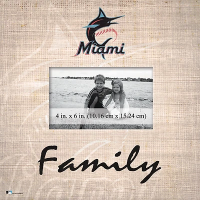 Miami Marlins 10'' x 10'' Burlap Pattern Frame