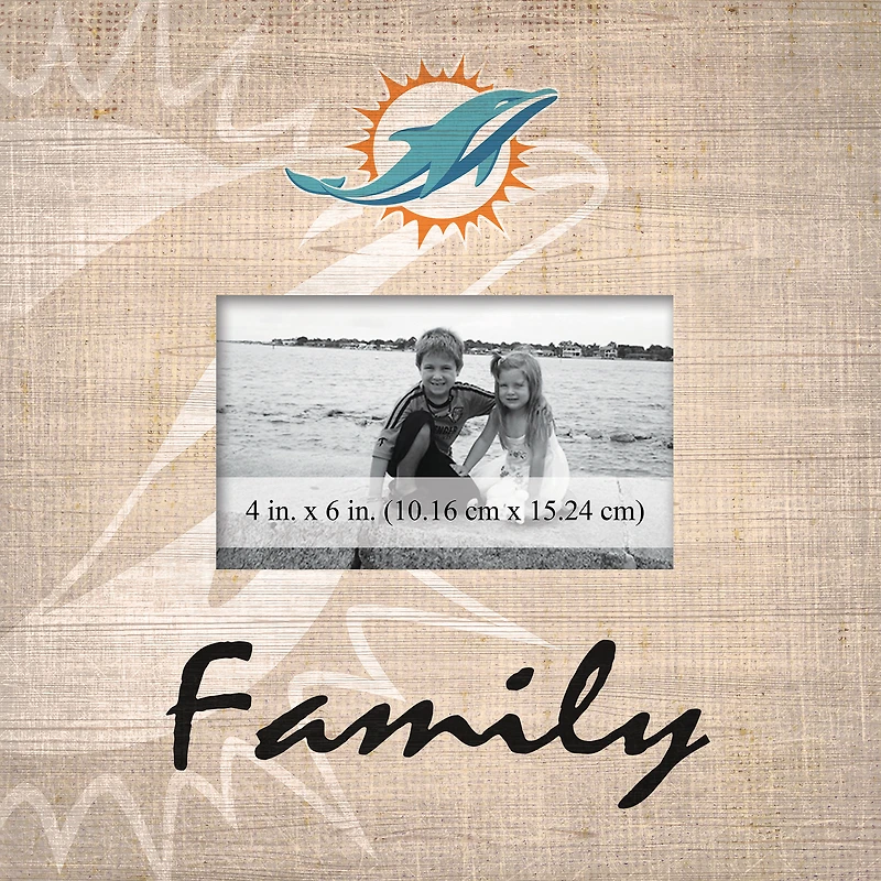 Miami Dolphins 10'' x 10'' Burlap Pattern Frame