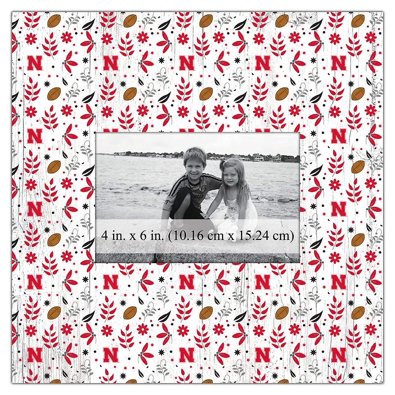 Nebraska Huskers 10'' x 10'' Floral Pattern Frame