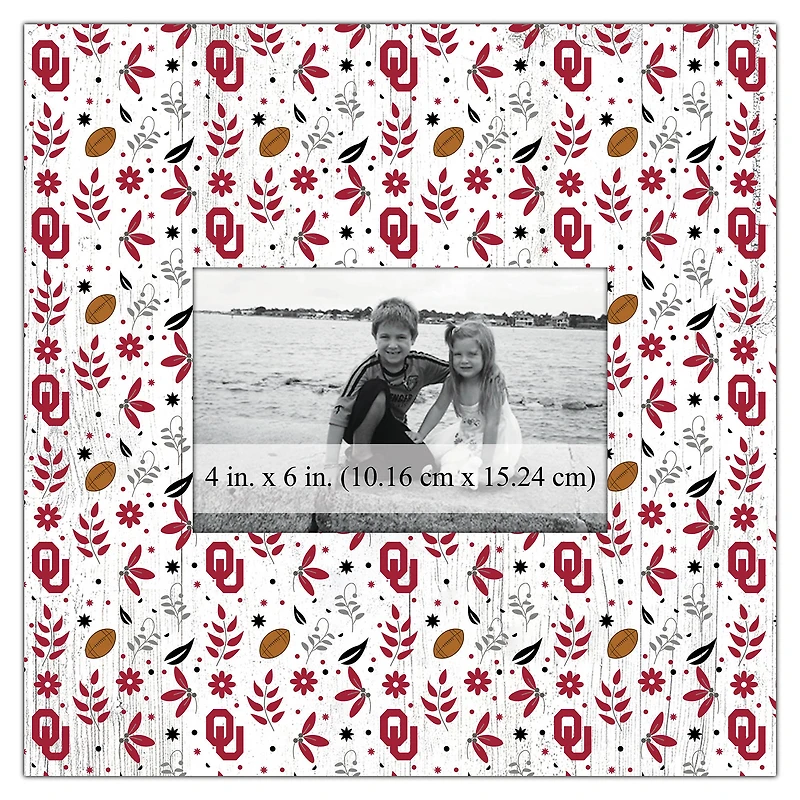 Oklahoma Sooners 10'' x 10'' Floral Pattern Frame