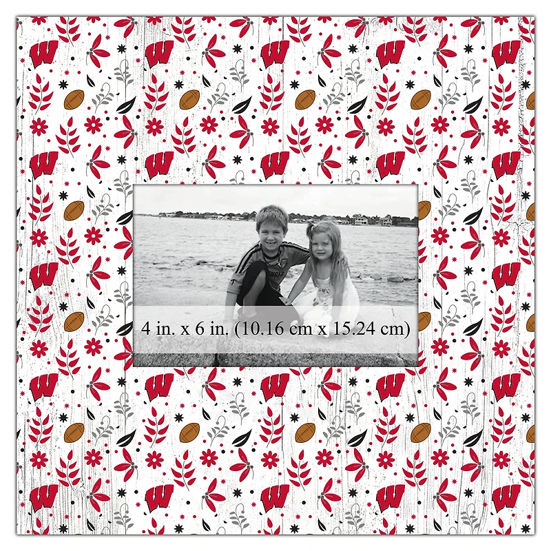 Wisconsin Badgers 10'' x 10'' Floral Pattern Frame