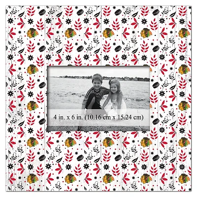Chicago Blackhawks 10'' x 10'' Floral Pattern Frame