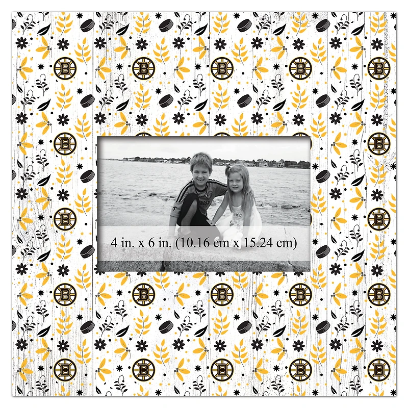 Boston Bruins 10'' x 10'' Floral Pattern Frame