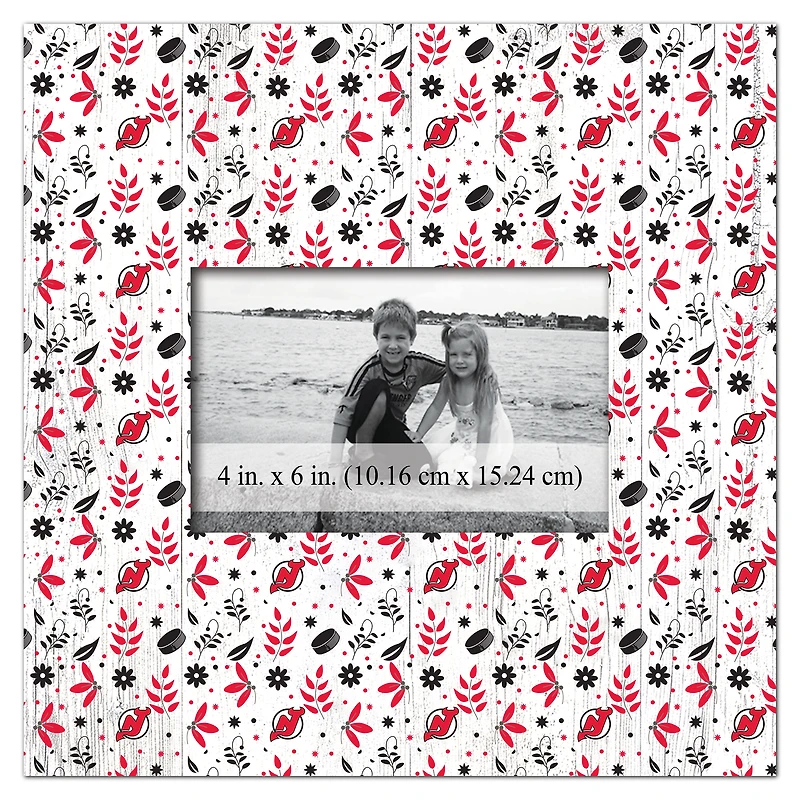 New Jersey Devils 10'' x 10'' Floral Pattern Frame