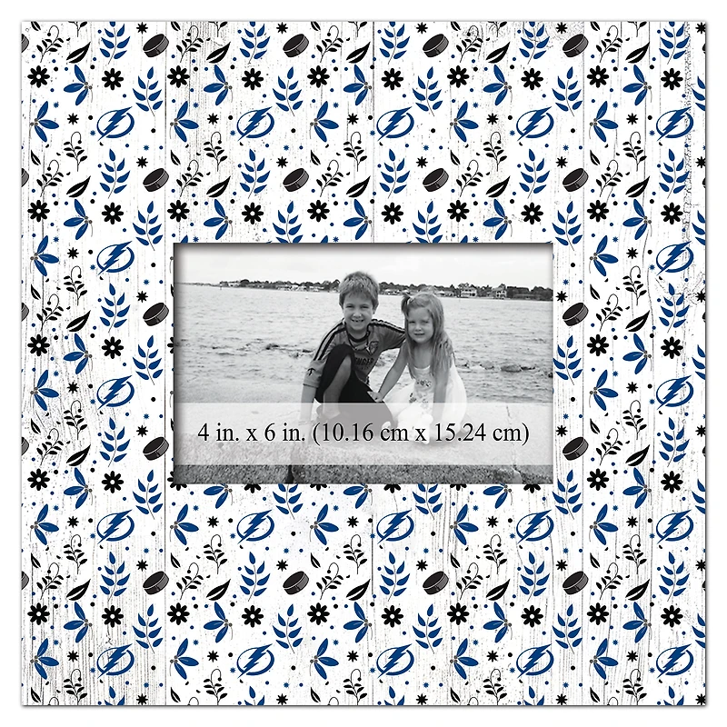 Tampa Bay Lightning 10'' x 10'' Floral Pattern Frame