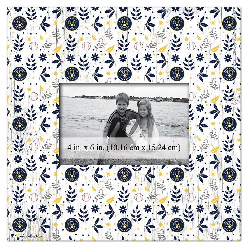 Milwaukee Brewers 10'' x 10'' Floral Pattern Frame