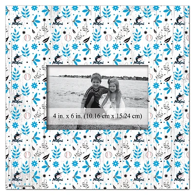 Miami Marlins 10'' x 10'' Floral Pattern Frame