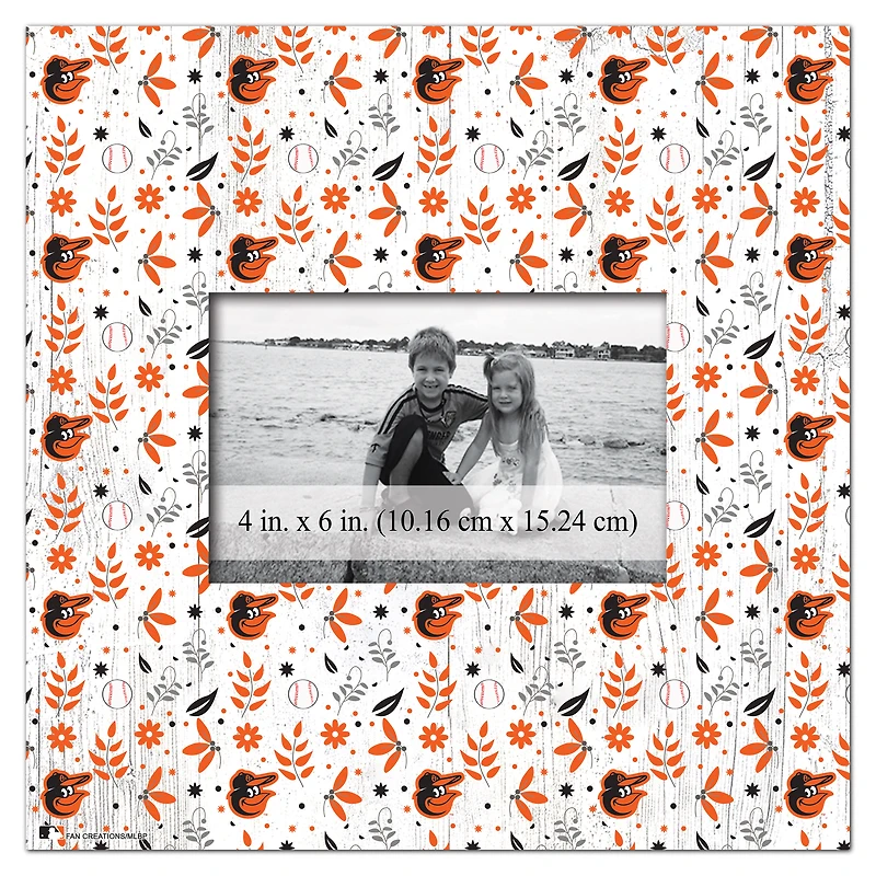 Baltimore Orioles 10'' x 10'' Floral Pattern Frame