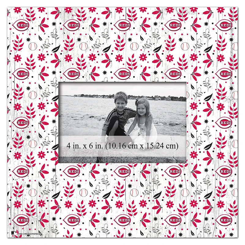 Cincinnati Reds 10'' x 10'' Floral Pattern Frame