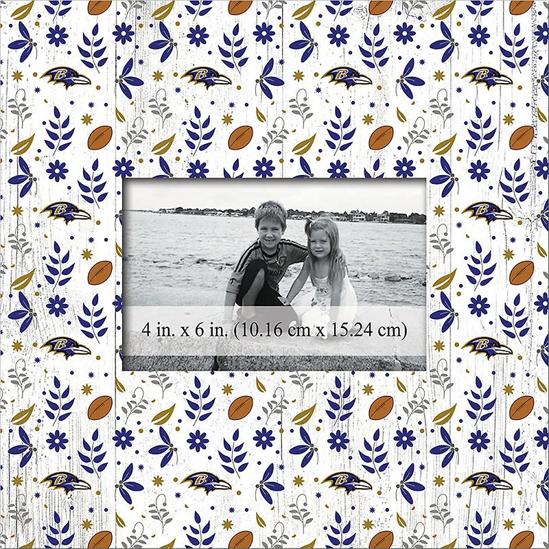 Baltimore Ravens 10'' x 10'' Floral Pattern Frame
