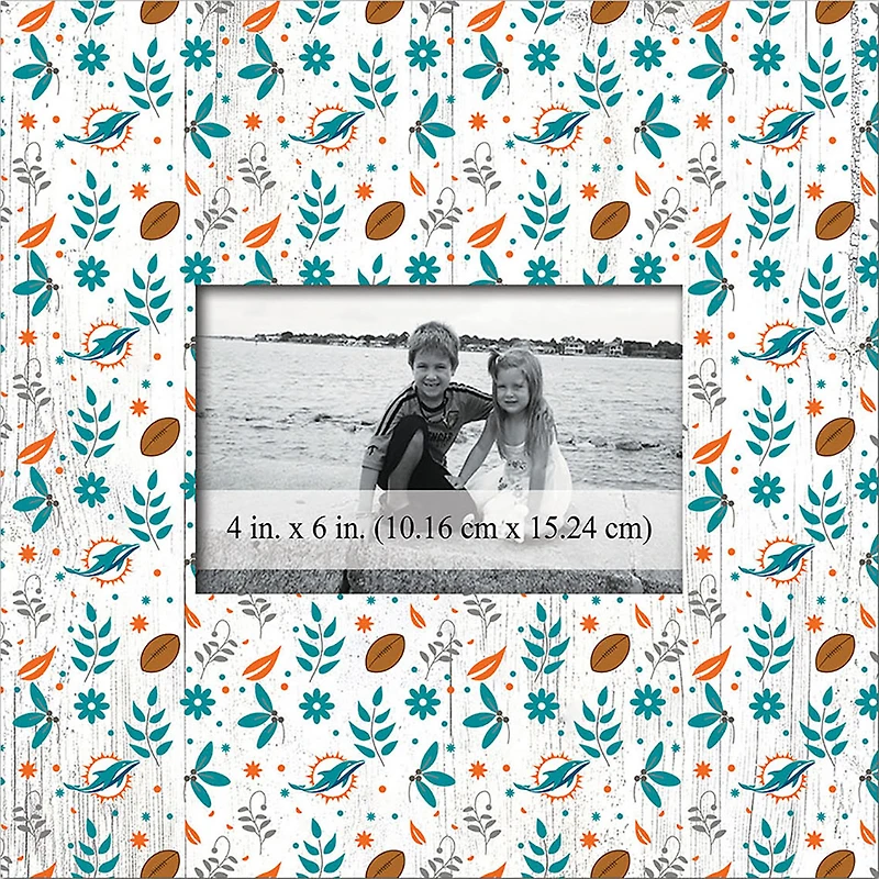 Miami Dolphins 10'' x 10'' Floral Pattern Frame