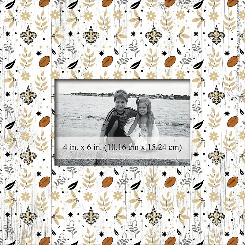 New Orleans Saints 10'' x 10'' Floral Pattern Frame