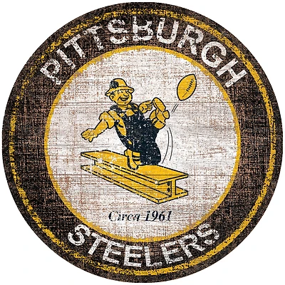 Pittsburgh Steelers 24'' Round Heritage Logo Sign
