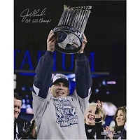 Joe Girardi New York Yankees Autographed 16" x 20" 2009 WS Trophy Photograph with "09 WS Champs" Inscription