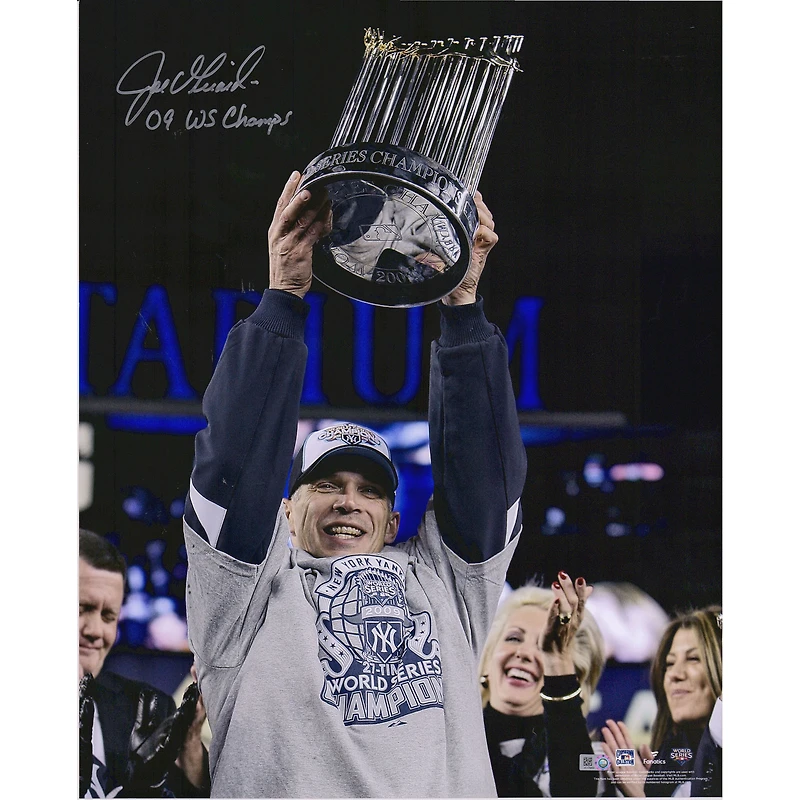 Joe Girardi New York Yankees Autographed 16" x 20" 2009 WS Trophy Photograph with "09 WS Champs" Inscription