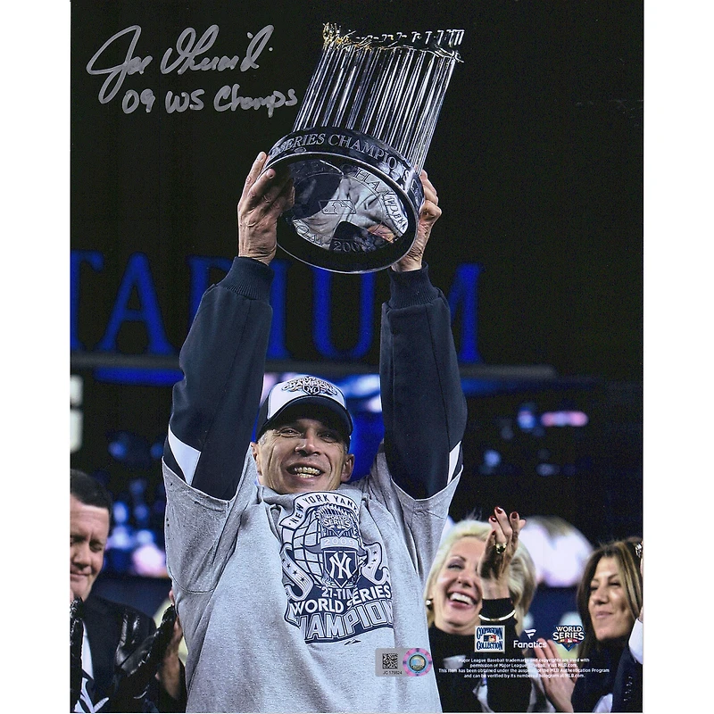 Joe Girardi New York Yankees Autographed 8" x 10" 2009 WS Trophy Photograph with "09 WS Champs" Inscription