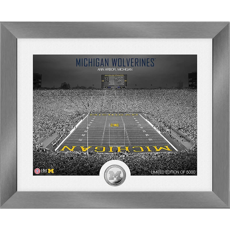 Highland Mint Michigan Wolverines 13'' x 16'' Art Deco Stadium Silver Coin Photo Mint