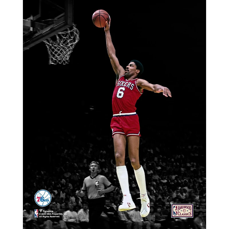 Julius Erving Philadelphia 76ers Unsigned Rising for Dunk Spotlight Photograph
