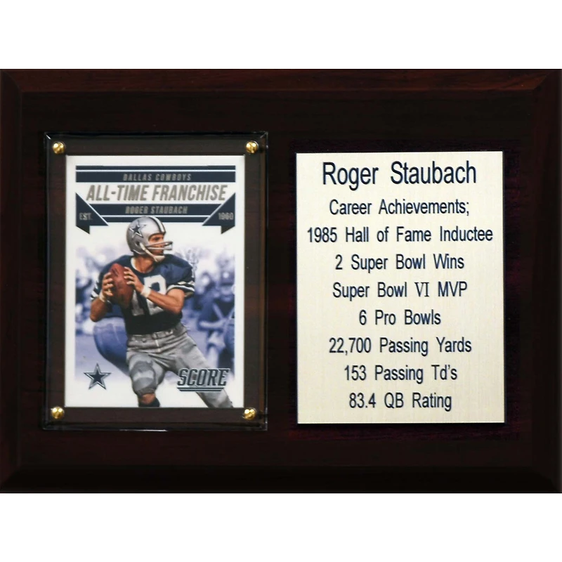 Roger Staubach Dallas Cowboys 6'' x 8'' Plaque