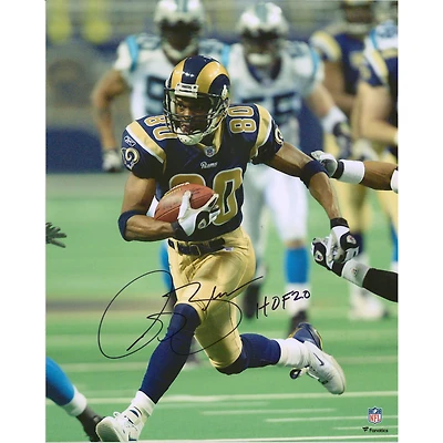 Isaac Bruce St. Louis Rams Autographed 16" x 20" Running Photograph with "HOF 20" Inscription
