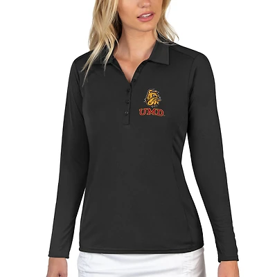 Women's Antigua Black Minnesota Duluth Bulldogs Tribute Long Sleeve Polo
