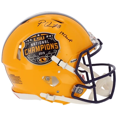 Patrick Queen LSU Tigers Autographed College Football Playoff 2019 National Champions Riddell Speed Authentic Helmet with "19 Champs" Inscription