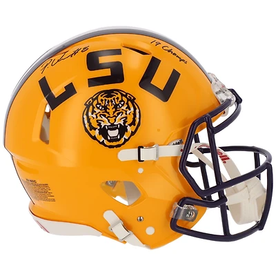 Patrick Queen LSU Tigers Autographed Riddell Speed Authentic Helmet with "19 Champs" Inscription