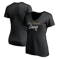 Women's Fanatics Black New Orleans Saints Long Stride V-Neck T-Shirt