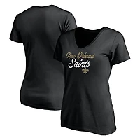 Women's Fanatics Black New Orleans Saints Long Stride V-Neck T-Shirt